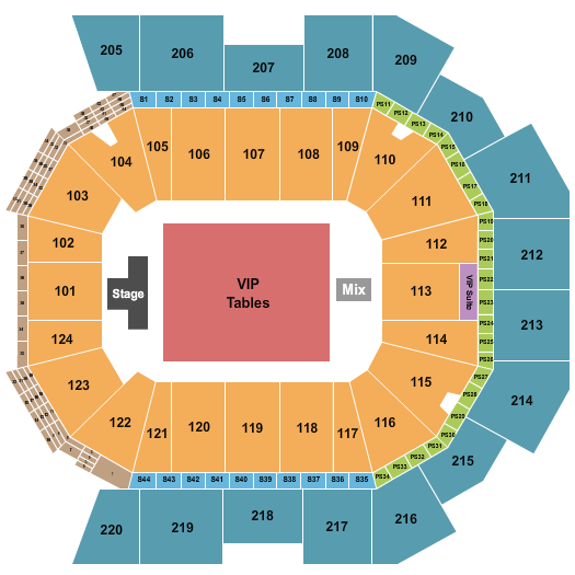 Moody Center ATX Endstage VIP Tables Seating Chart