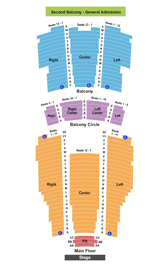 Moore Theatre - WA End Stage Seating Chart