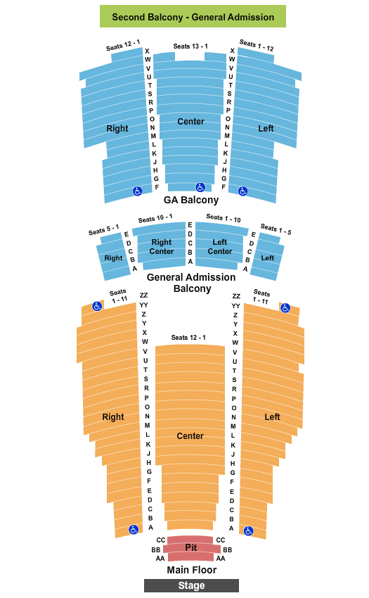 Moore Theatre - WA End Stage GA Balcony Seating Chart