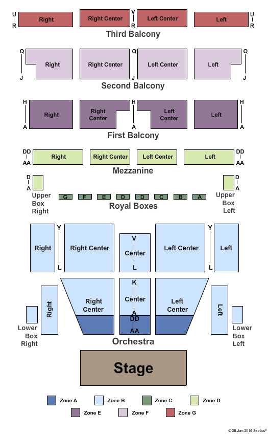 Morris Performing Arts Center End Stage Zone Seating Chart