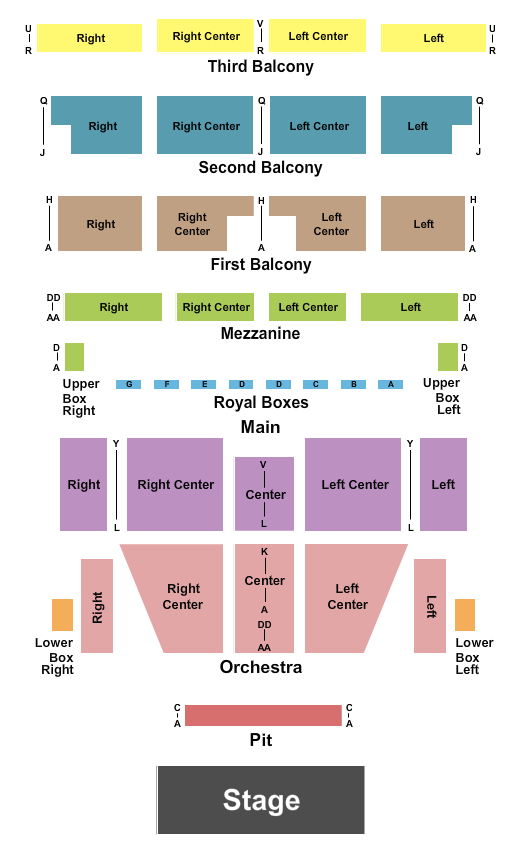 seating chart for Morris Performing Arts Center - Endstage Orch & MF - eventticketscenter.com