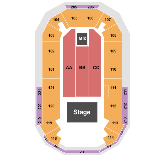 Hero Arena At Mountain America Center Endstage Seating Chart