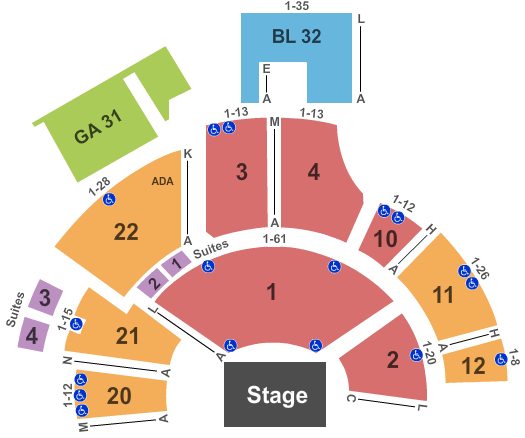 seating chart for Mountain Winery - End Stage - eventticketscenter.com