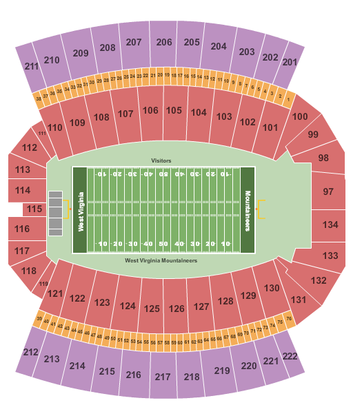 Mountaineer Field at Milan Puskar Stadium Football Seating Chart