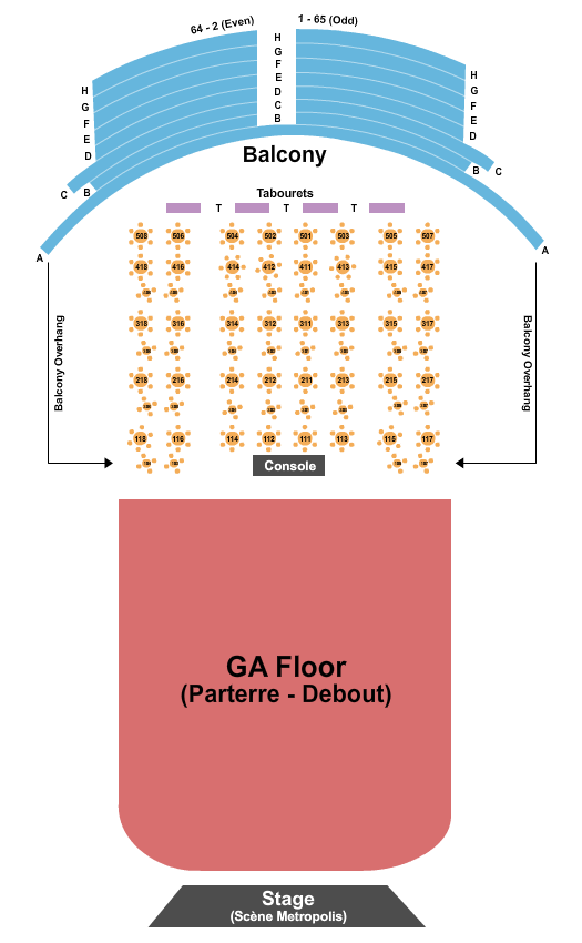 MTelus Endstage GA Flr - Resv Tbl & Balc Seating Chart