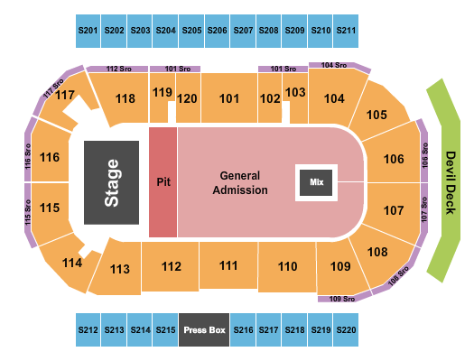 Mullett Arena Endstage GA & Pit Seating Chart