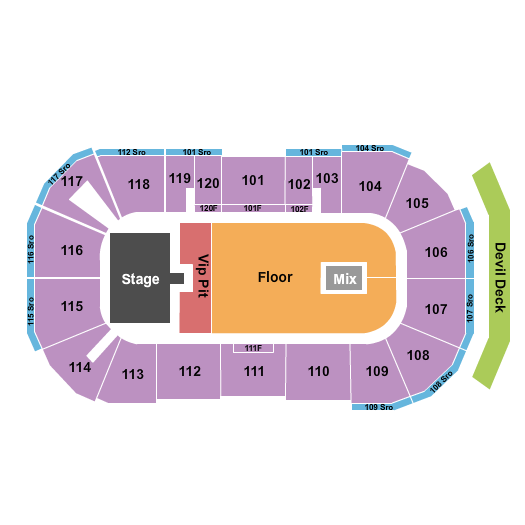 Mullett Arena VIP Pit & GA Floor Seating Chart