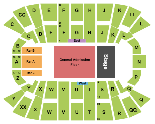 Mullins Center Endstage GA Floor Seating Chart