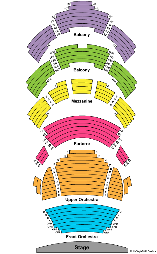 Muriel Kauffman Theatre - Kauffman Center for the Performing Arts End Stage Seating Chart