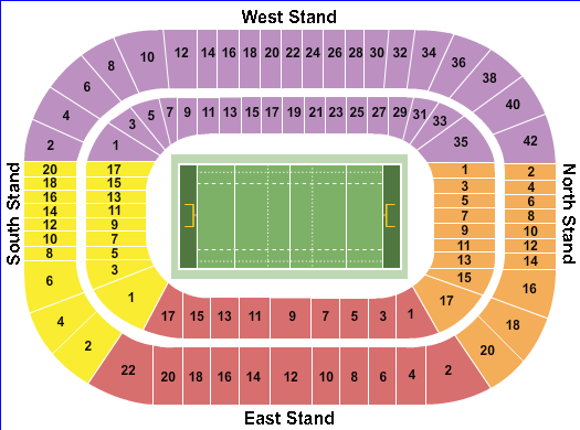 Detailed Seating Chart for Murrayfield Stadium - Seating Capacity of 0