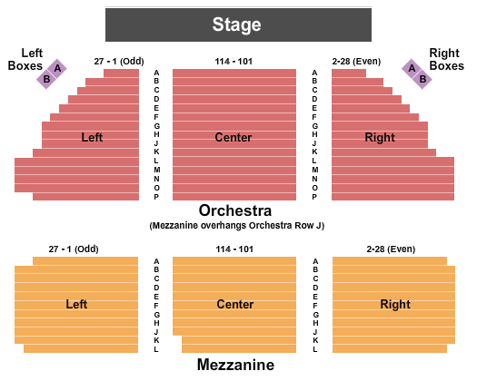 Music Box Theatre - NY Seating Map