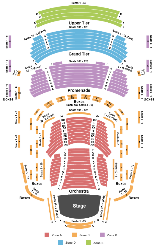 Music Center At Strathmore End Stage - IntZone Seating Chart