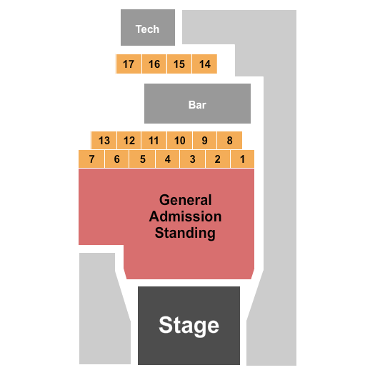 Music Farm - Charleston GA Standing & Tables Seating Chart