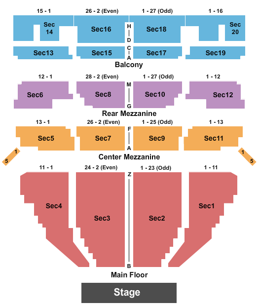 Music Hall Center Seating Map