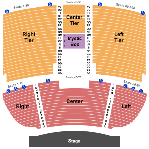 seating chart for Mystic Lake Showroom - End Stage - eventticketscenter.com