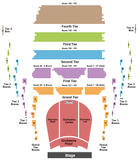 New Jersey Performing Arts Center - Prudential Hall Endstage GA Floor Seating Chart