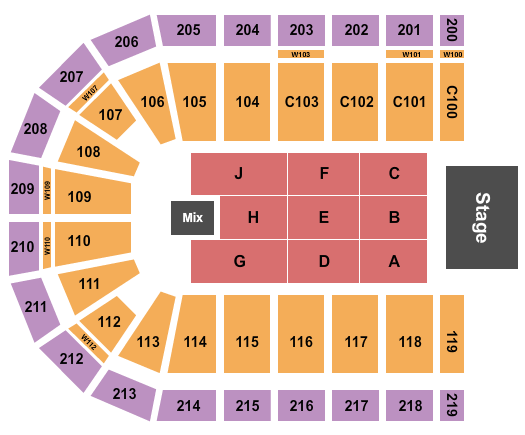NOW Arena Endstage A-H, No I Seating Chart