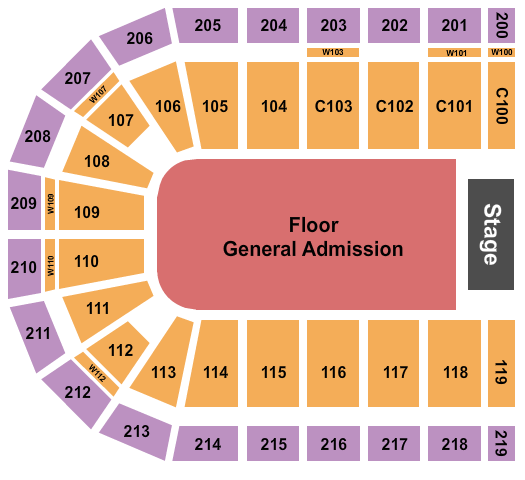 NOW Arena Endstage GA Floor Seating Chart