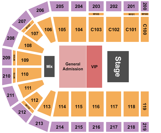 NOW Arena Endstage GA/VIP Seating Chart