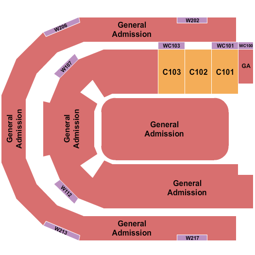 NOW Arena Endstage GA & Clubs Seating Chart