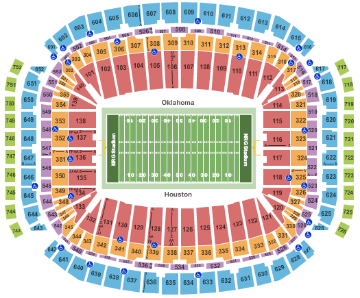 NRG Stadium 2016 Advocare Texas Kickoff - Football Seating Chart