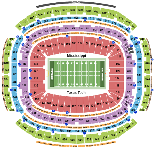 NRG Stadium 2022 Texas Bowl Seating Chart