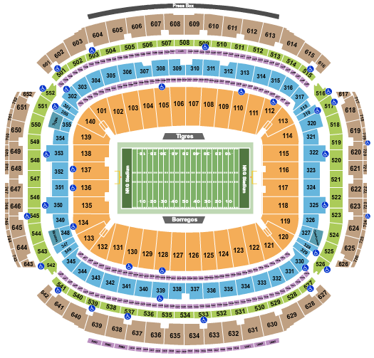 NRG Stadium Football - Mexican College Seating Chart
