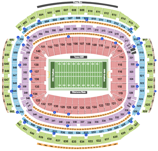 NRG Stadium Football - Texas Bowl Seating Chart