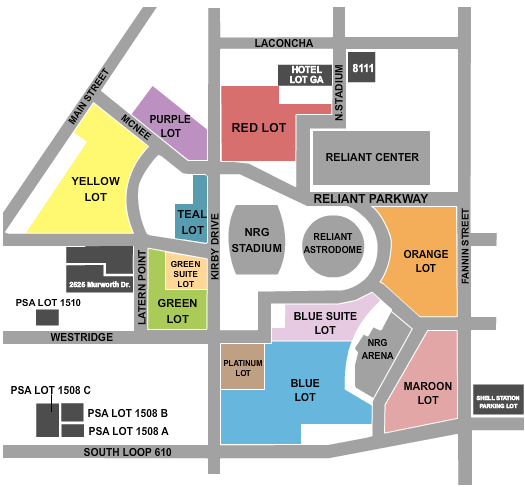 NRG Stadium Parking Lots Seating Map