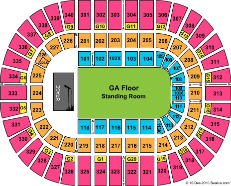 Nassau Veterans Memorial Coliseum EndStage GA Floor NO Interactive Seating Chart