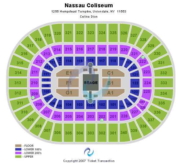 Nassau Veterans Memorial Coliseum Celine Dion Seating Chart