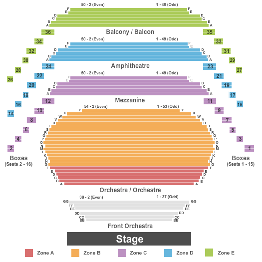 Southam Hall at National Arts Centre Endstage IntZone-NoPit Seating Chart