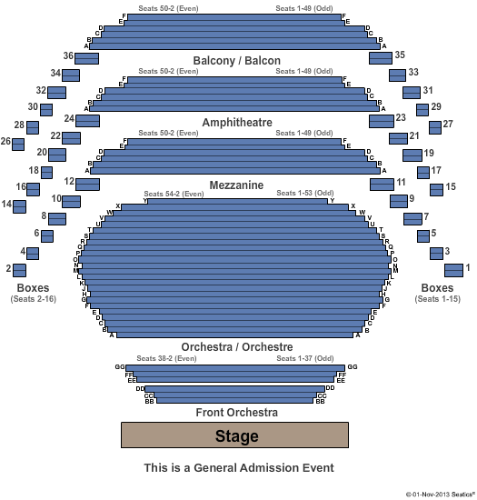 Southam Hall at National Arts Centre General Admission Seating Chart