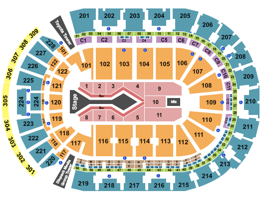 seating chart for Nationwide Arena - Blake Shelton-2 - eventticketscenter.com