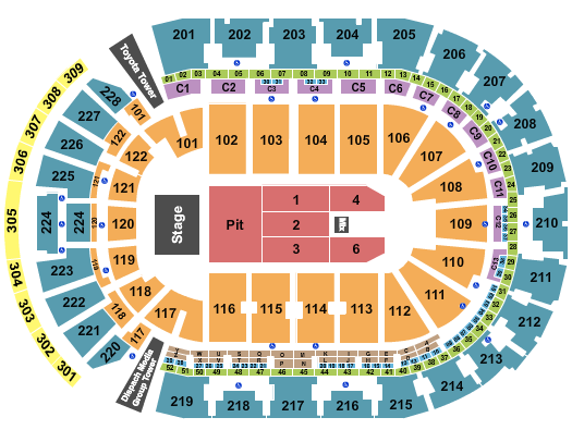 seating chart for Nationwide Arena - Endstage GA Pit - eventticketscenter.com