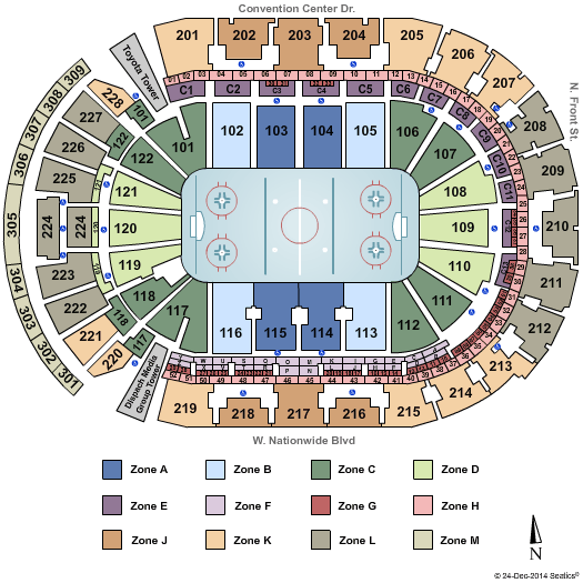 Nationwide Arena NHL All Star Int Zone Seating Chart
