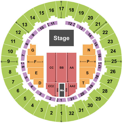 Neal S. Blaisdell Center - Arena Endstage 3 Seating Chart
