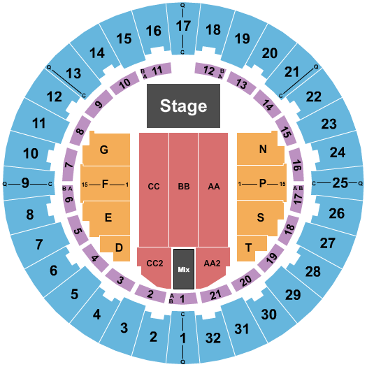 Neal S. Blaisdell Center - Arena Endstage 3 Seating Chart