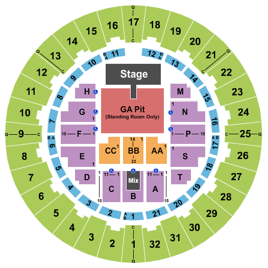 Neal S. Blaisdell Center - Arena Sam Hunt Seating Chart