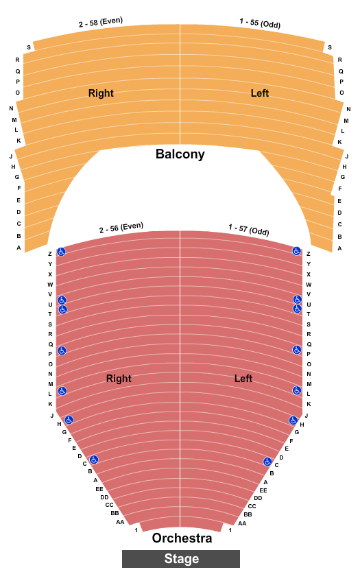 seating chart for Neal S. Blaisdell Center - Concert Hall - End Stage - eventticketscenter.com