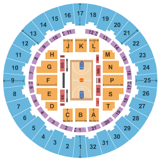 Neal S. Blaisdell Center - Arena Basketball Seating Chart