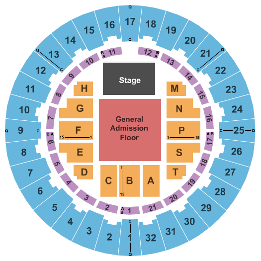 Neal S. Blaisdell Center - Arena End Stage GA Seating Chart