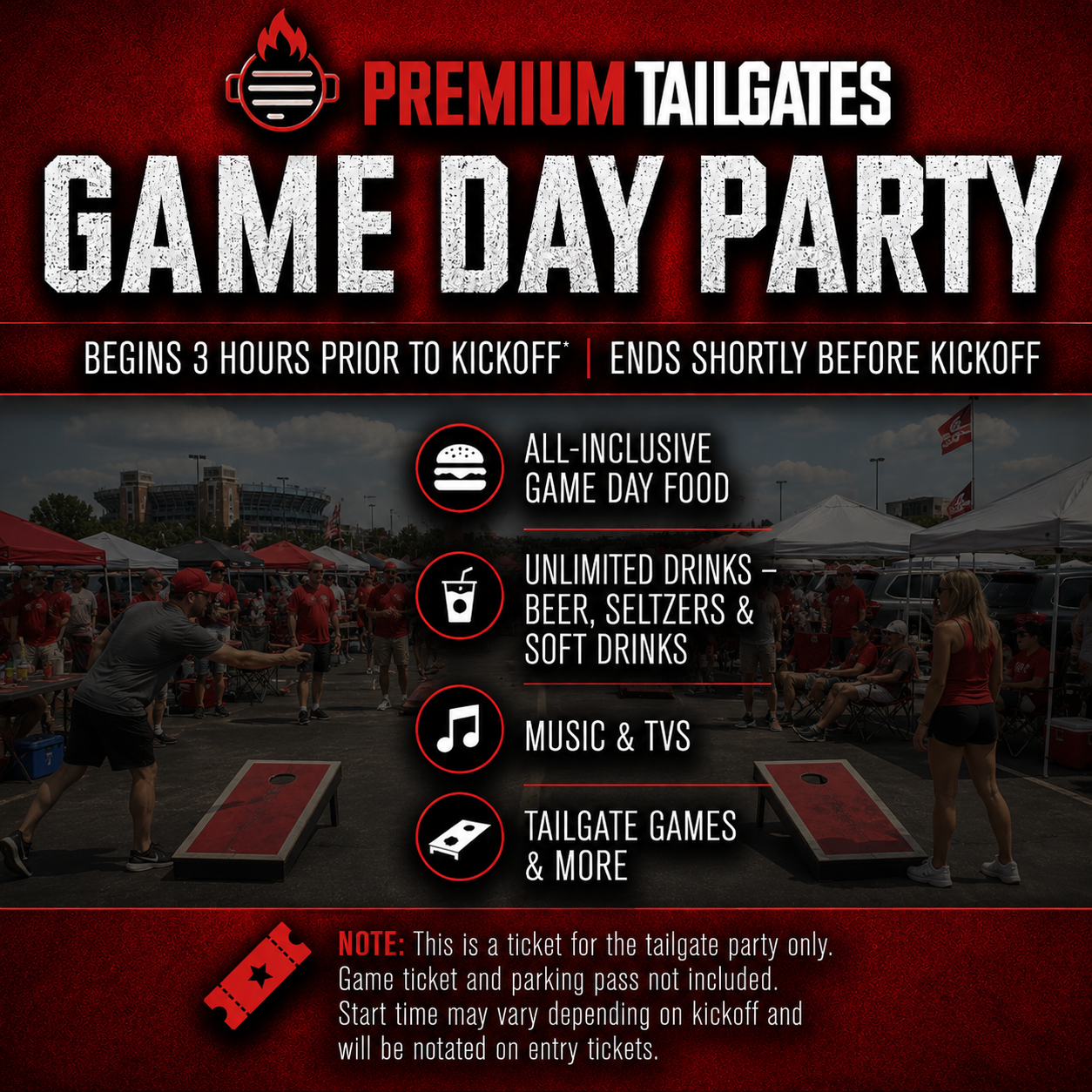Premium Tailgate Party: Nebraska Cornhuskers vs. Washington Huskies