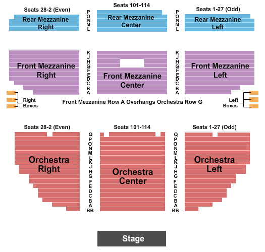 Nederlander Theatre - NY Seating Map