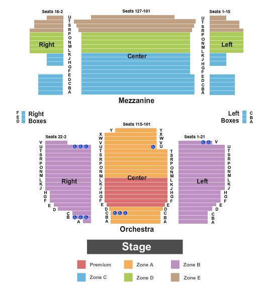 Neil Simon Theatre End Stage Int Zone Seating Chart