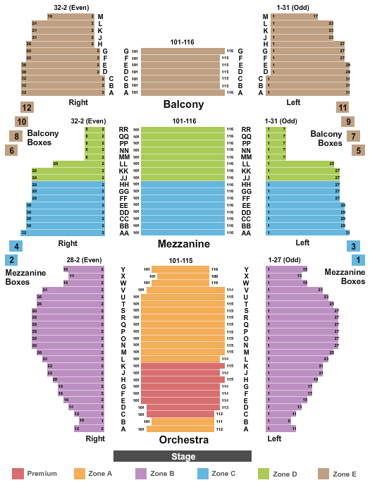 Aladdin Theater Seating Chart