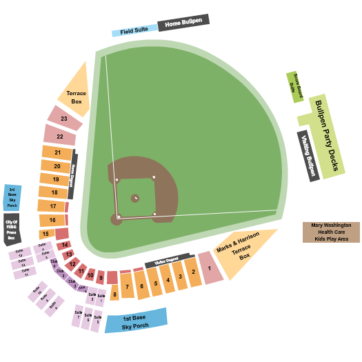 Virginia Credit Union Stadium Fredericksburg Nationals games Seating Chart