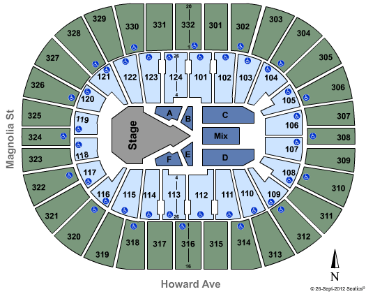 Smoothie King Center EndStage Seating Chart