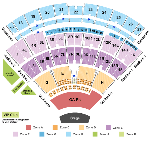 Northwell Health at Jones Beach Theater Endstage Large Pit 2 Int Zone Seating Chart