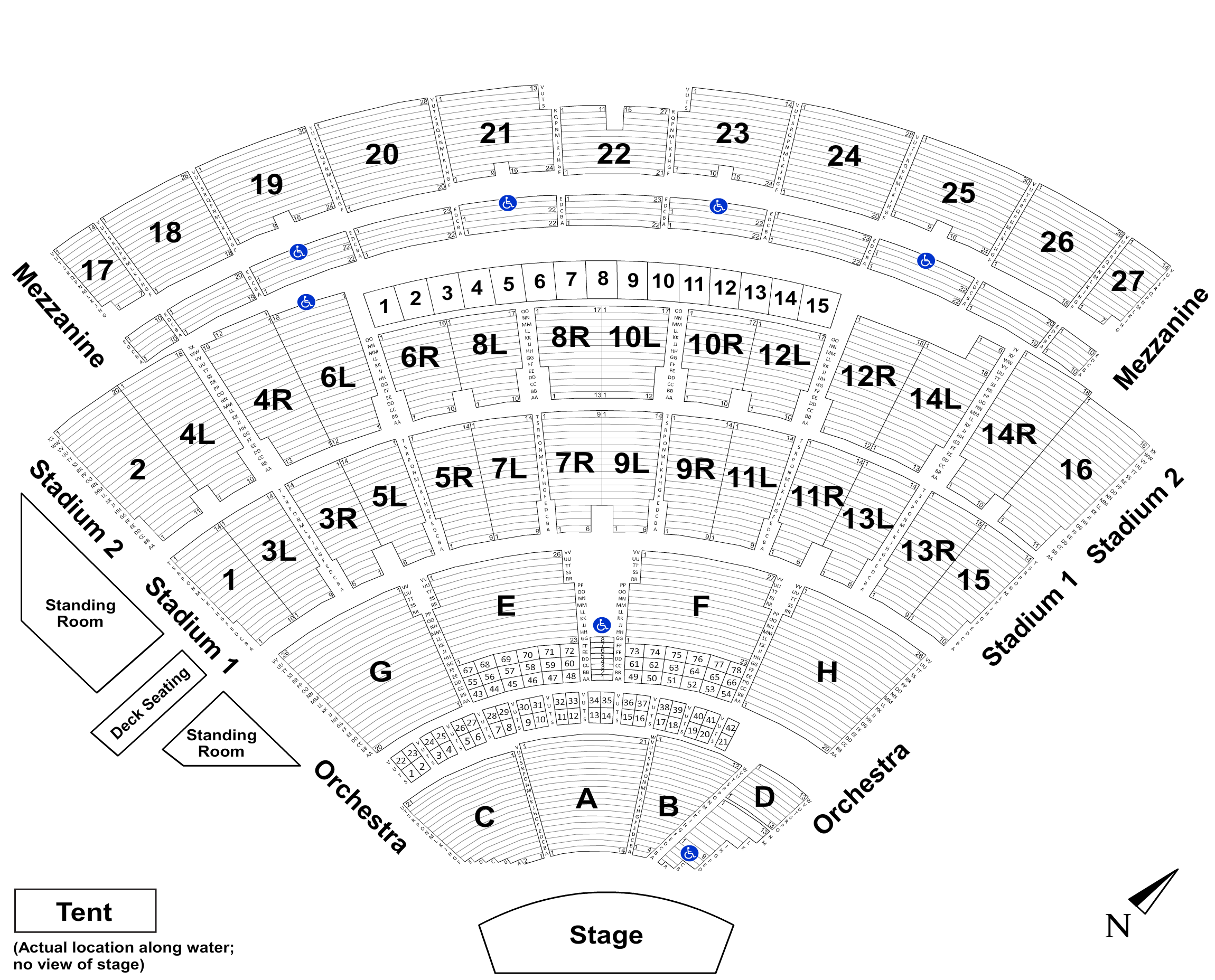 Northwell Health at Jones Beach Theater EndStage-SVG Seating Chart